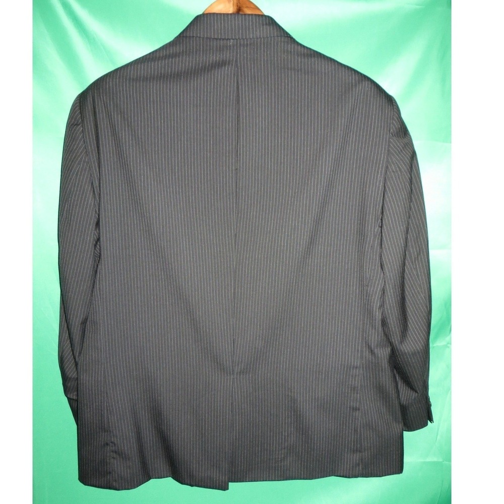 Jos. A. Bank Mens 46R Pinstripe Suit 100% Wool Charcoal Grey 2-Piece 40x26 Pants - Picture 6 of 16